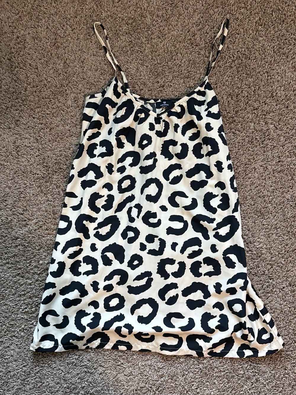 Heartbreak Tall Leopard Print Satin Cami Mini Dress W/ Slit